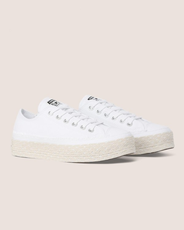 Converse Chuck Taylor All Star Espadrille Platform Hvide Sko Danmark - Converse Lave Sneakers Dame -